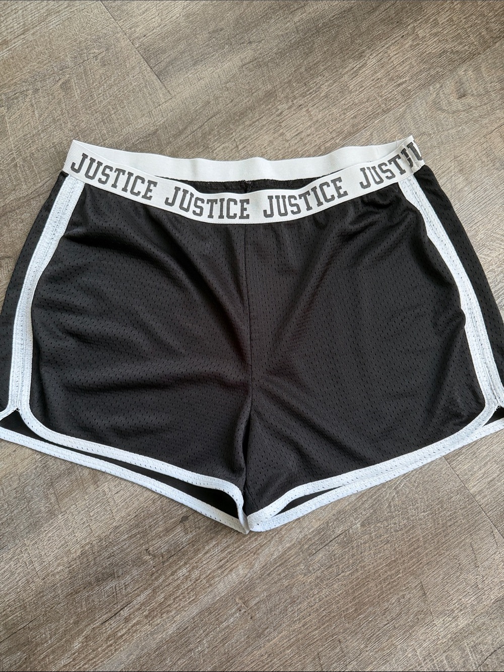 Justice Black Athletic Shorts with White Trim